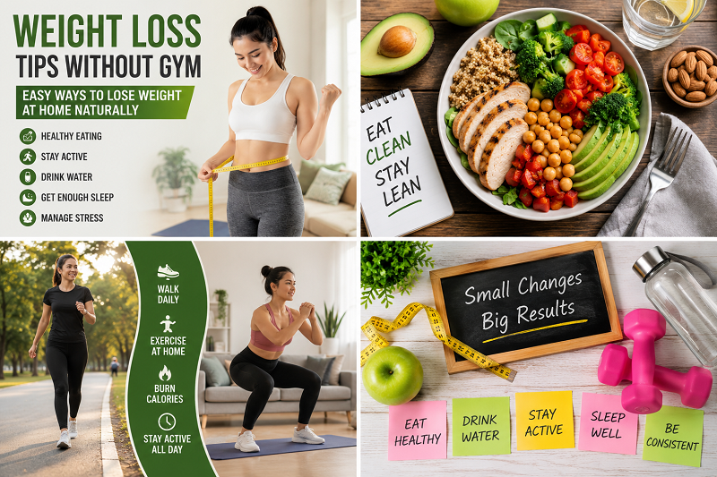 Healthy eating and home workout routine for Weight Loss Tips Without Gym