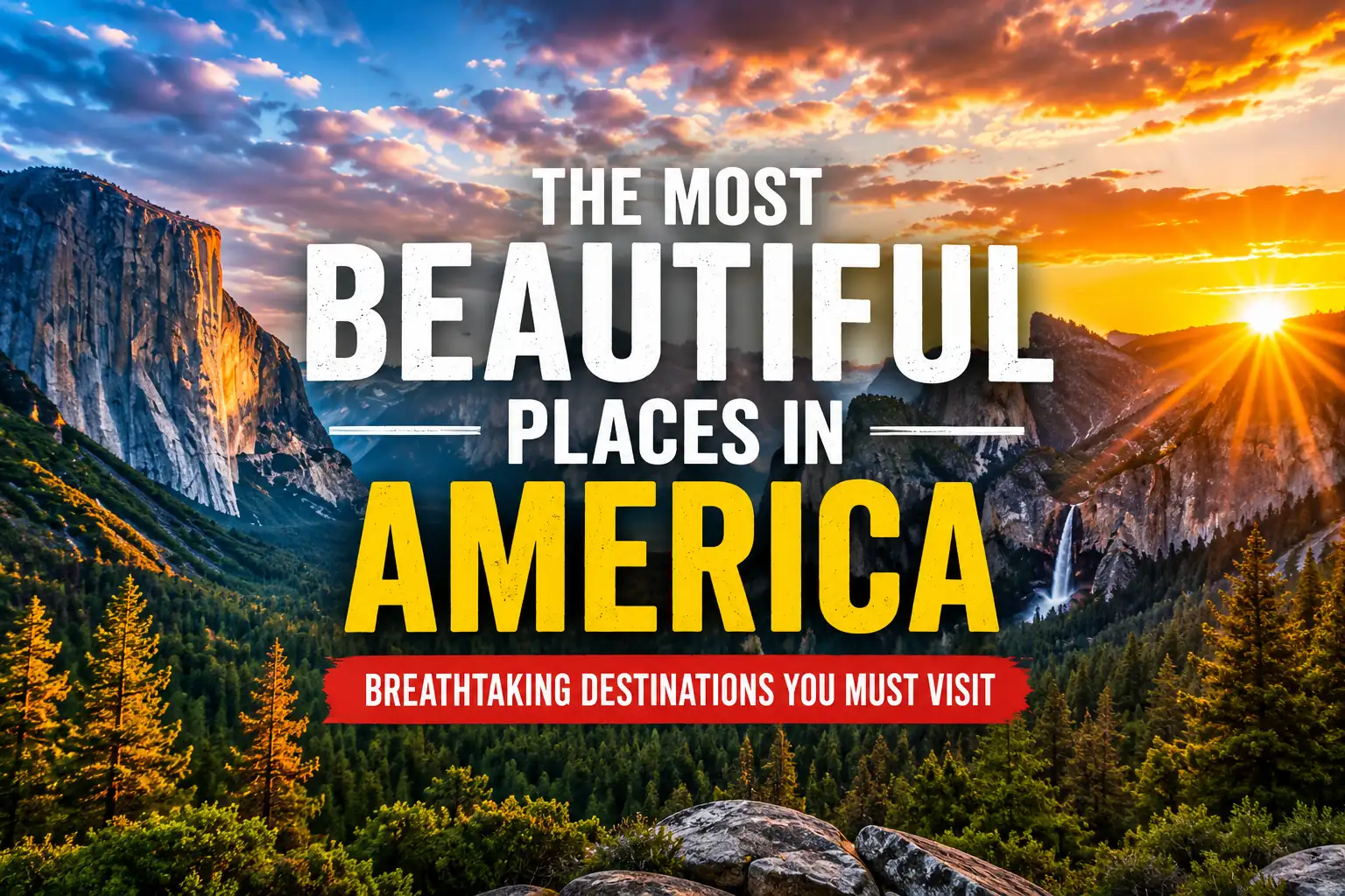 Beautiful places in America featuring mountains, waterfalls, forests, and scenic landscapes in the USA
