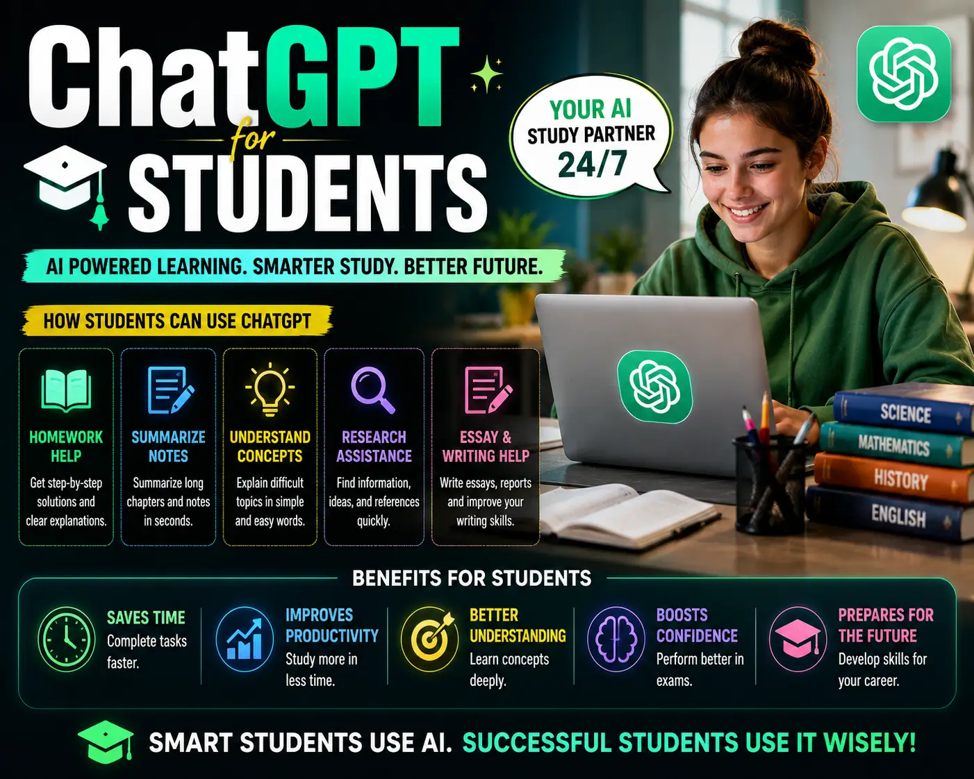 AI-powered study assistant helping students with learning research and productivity