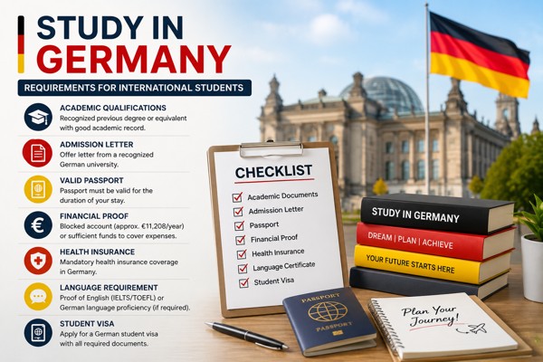 Study in Germany requirements checklist for international students and student visa process