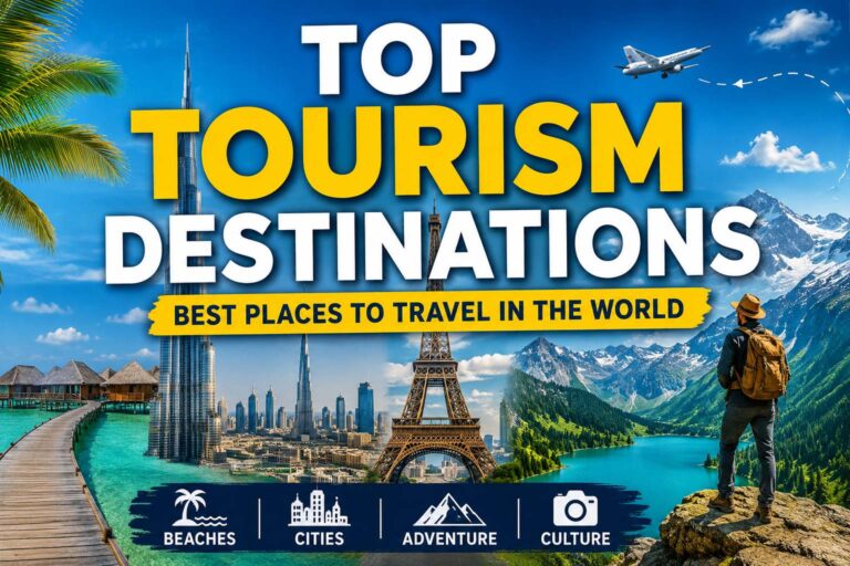 top tourism destinations featuring beaches luxury cities mountains adventure travel and famous world attractions