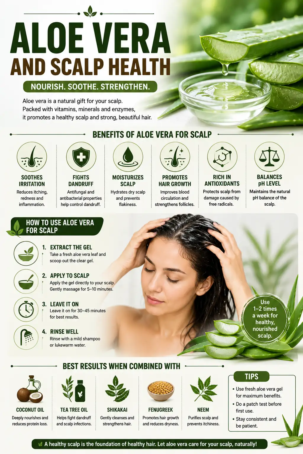 Aloe vera gel application for scalp nourishment