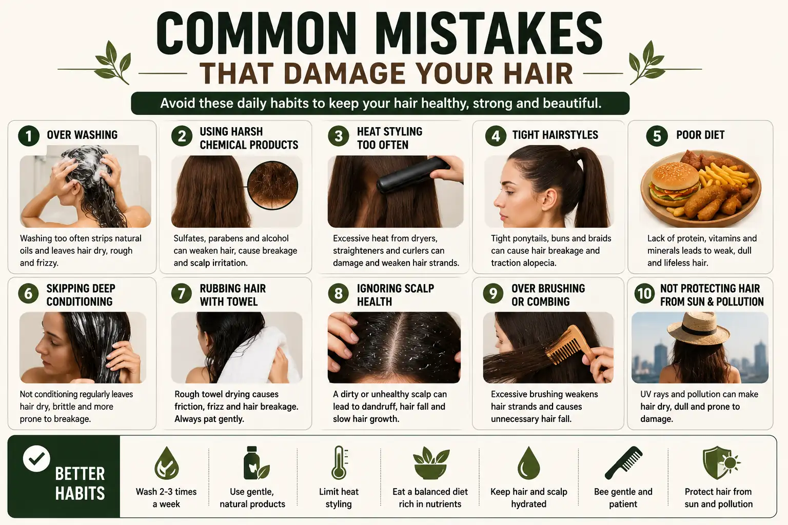 Balanced nutrition guide showing foods that support hair health