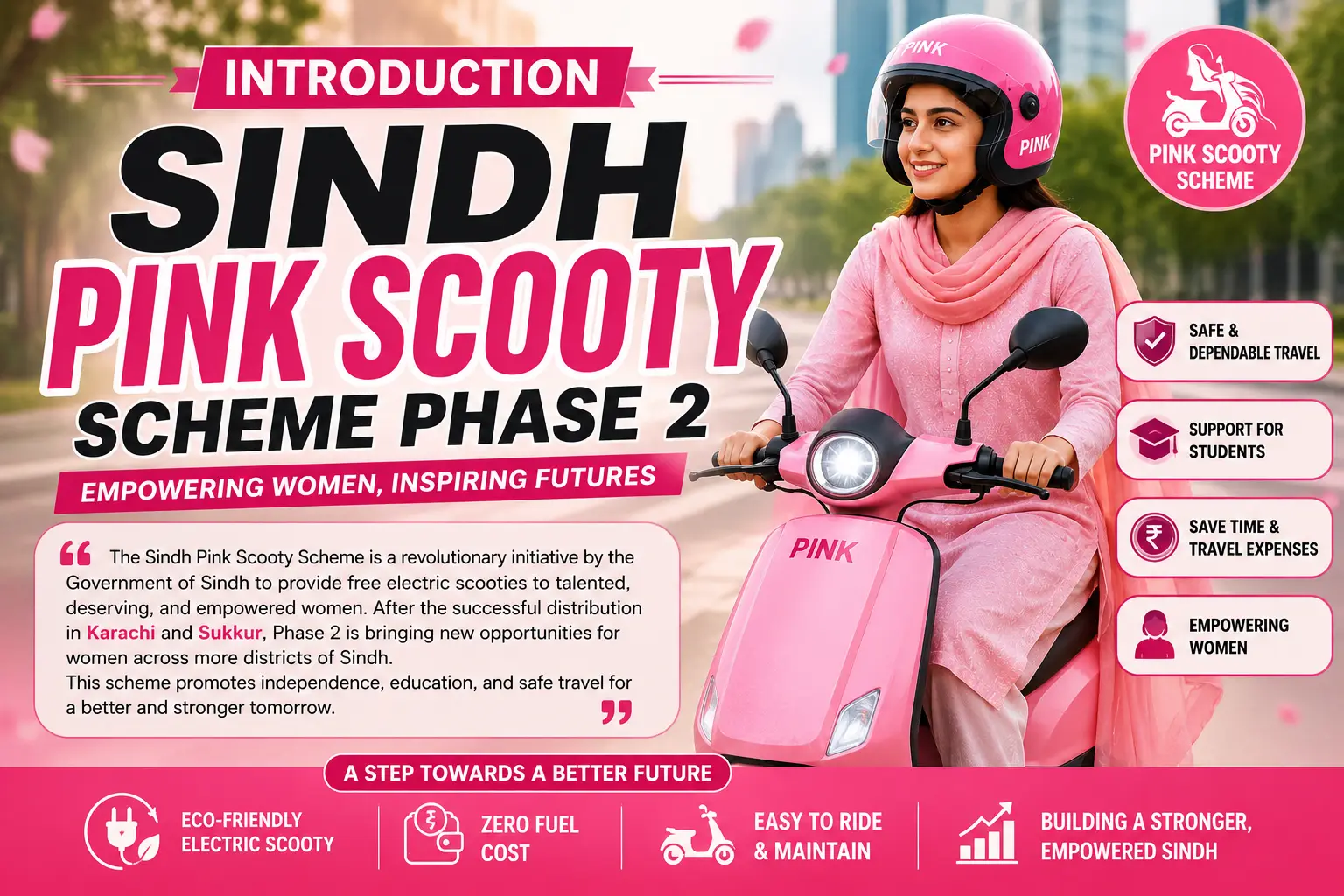 Sindh Pink Scooty Scheme for female students and working women