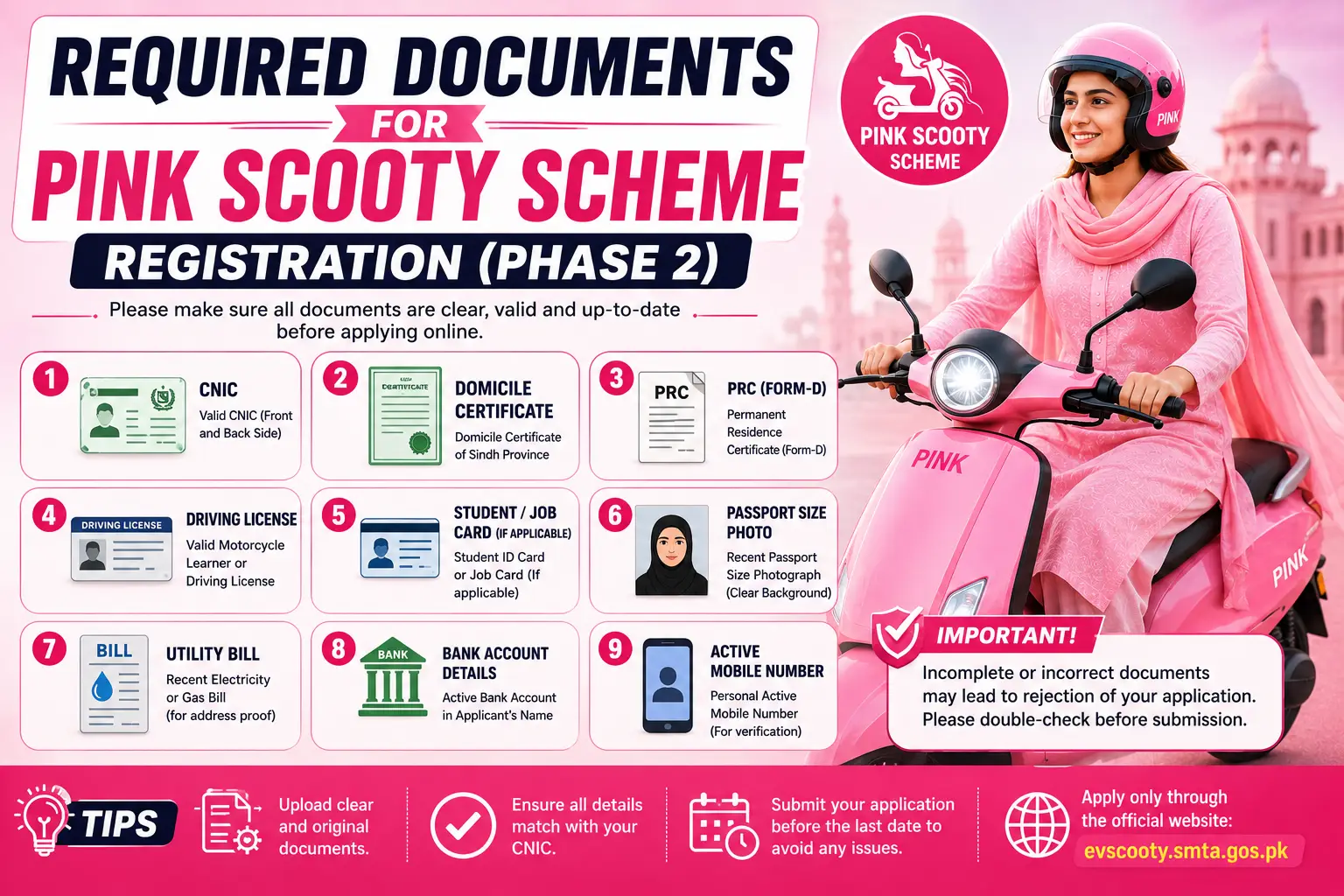 Common mistakes during Sindh Pink Scooty Scheme registration