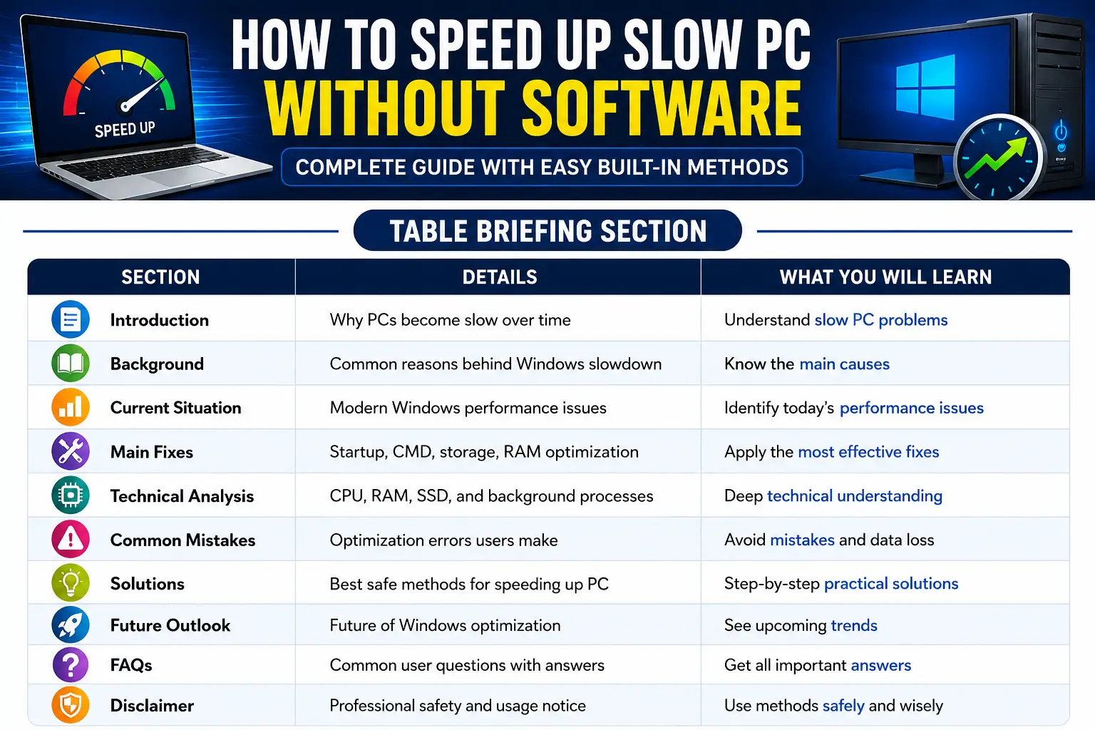 speed up slow PC without software optimization infographic