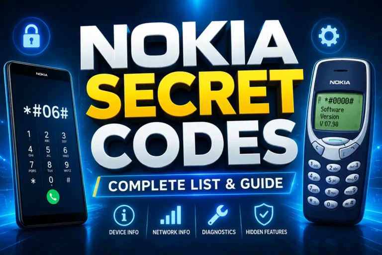 Nokia Secret Codes List with hidden features, network information, and device diagnostics